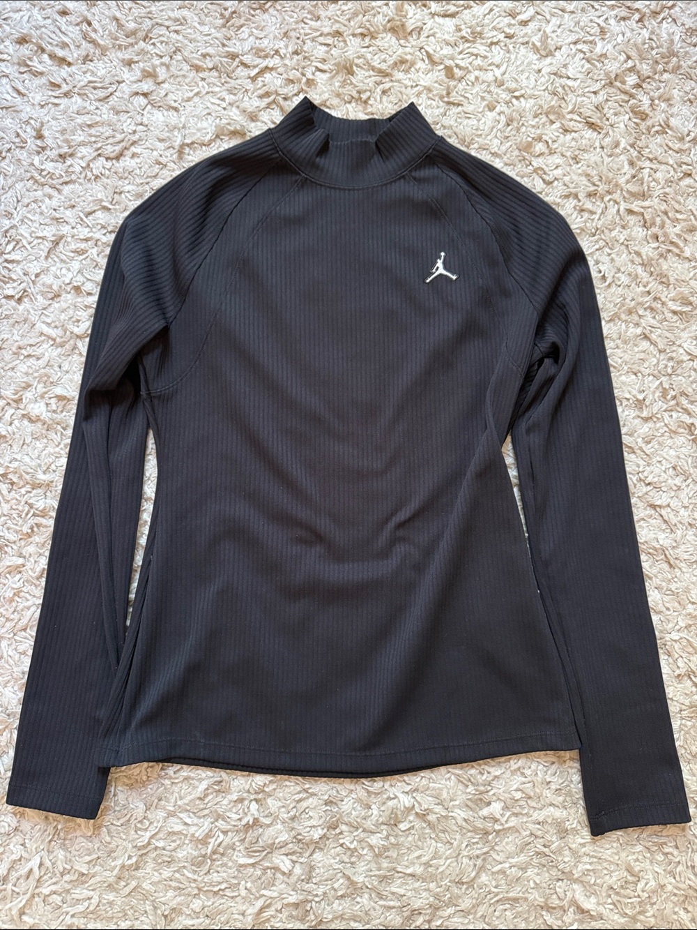 Jordan Black Ribbed Mock Neck